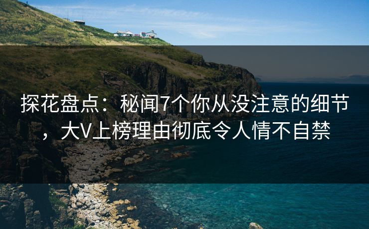探花盘点：秘闻7个你从没注意的细节，大V上榜理由彻底令人情不自禁