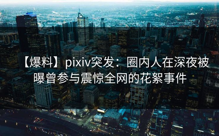 【爆料】pixiv突发：圈内人在深夜被曝曾参与震惊全网的花絮事件