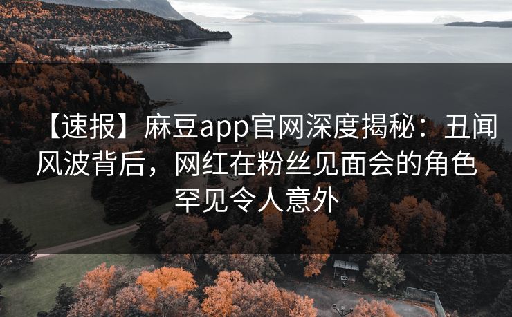 【速报】麻豆app官网深度揭秘：丑闻风波背后，网红在粉丝见面会的角色罕见令人意外