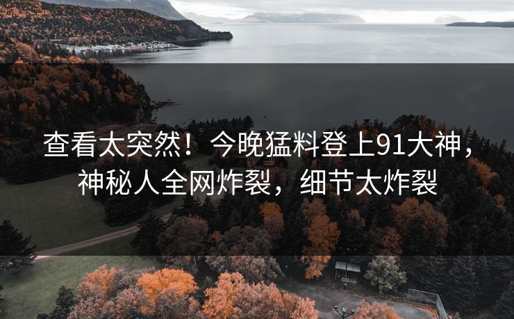 查看太突然！今晚猛料登上91大神，神秘人全网炸裂，细节太炸裂