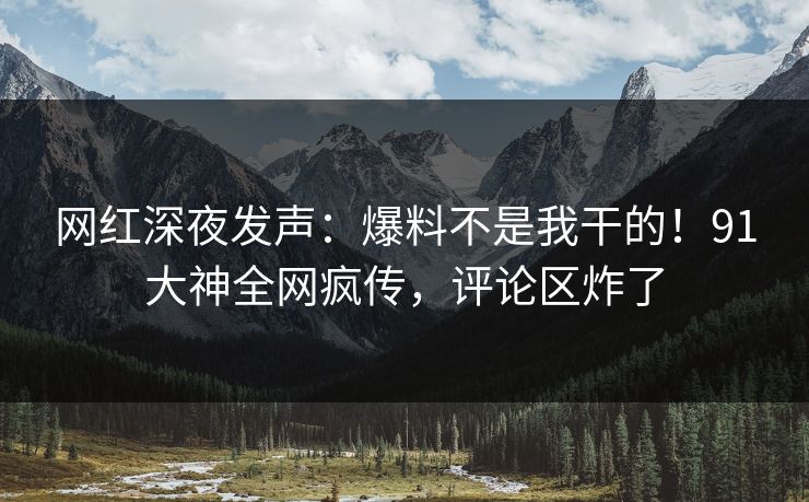 网红深夜发声:爆料不是我干的!91大神全网疯传,评论区炸了