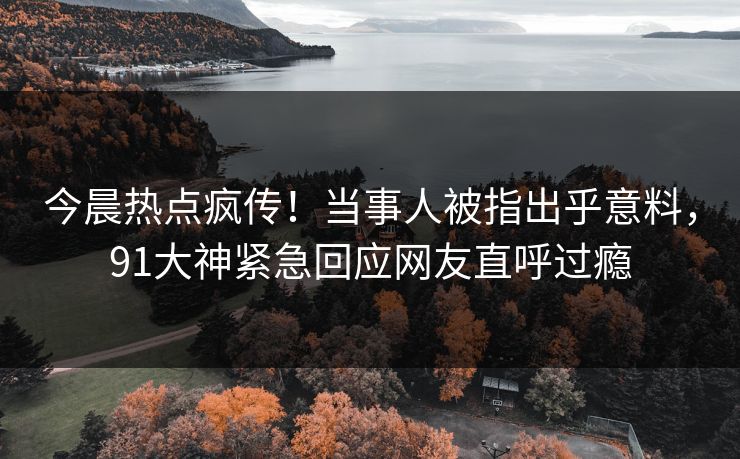 今晨热点疯传!当事人被指出乎意料,91大神紧急回应网友直呼过瘾