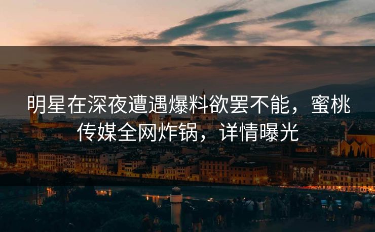 明星在深夜遭遇爆料欲罢不能，蜜桃传媒全网炸锅，详情曝光